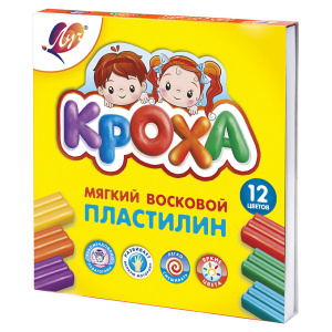 Пластилин 12 цветов Луч Кроха мягкий, восковый