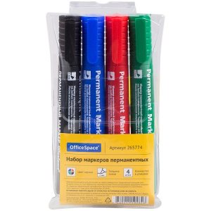 Набор маркеров перманентных 4цв 2мм OfficeSpace 8004