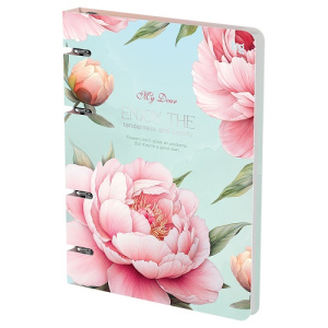 Тетрадь на кольцах А5 120л BG Розовые розы soft-touch
