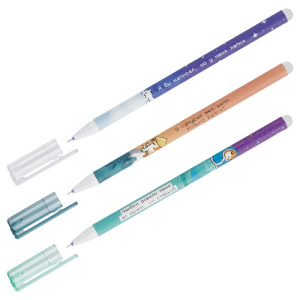 Ручка гелевая стираемая 0,5мм MESHU Pixel синяя ассорти