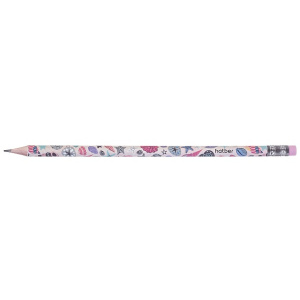 Карандаш чернографитный HB с ластиком Hatber Marine круглый корпус 