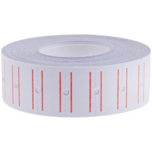 Этикет-лента 21х12мм OfficeSpace белая с красной полосой 1000 этикеток