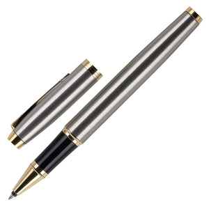 Ручка роллер Parker IM Core T321 Brushed Metal GT F синие чернила