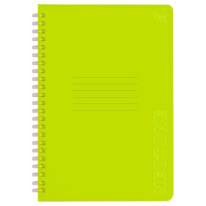 Тетрадь 48л А5 клетка на силиконовом спирали BG Neon. Yellow пластиковая обложка