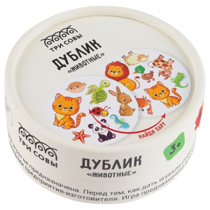 Игра настольная ТРИ СОВЫ Дублик. Животные 60 карточек