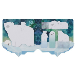 Флажки-закладки и самоклеящиеся блоки в наборе MESHU Polar Bears 20лх5цв