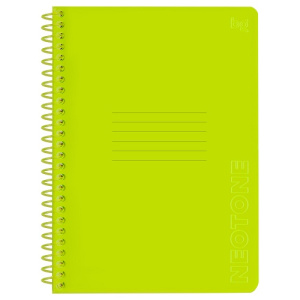 Тетрадь 48л А5 клетка на пластиковом гребне BG Neon. Yellow пластиковая обложка
