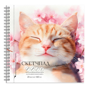 Скетчбук 195х195 мм 20л 160 г/м² Спящий кот