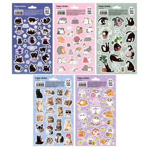 Наклейки бумажные MESHU Funny cats 12х21см ассорти 