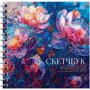 Скетчбук 40л 170х170 BG Витраж Цветы 120г/м2