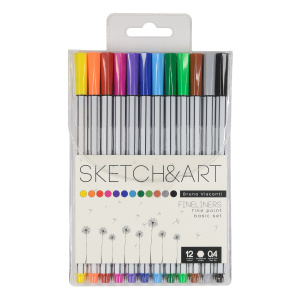 Набор капиллярных ручек 12 цветов 0,40мм Bruno Visconti SKETCH&AR