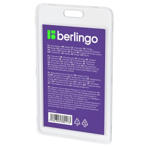 Бейдж вертикальный Berlingo 85х55мм прозрачный без держателя
