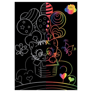 Гравюра А4 Котик в коробке с мультицветной основой ТРИ СОВЫ