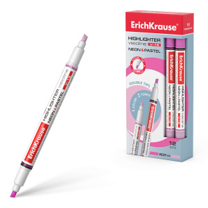 Маркер текстовыделитель двусторонний ErichKrause Visioline V-16 розовый Neon+Pastel 