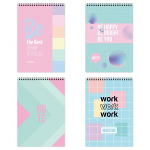 Блокнот А6 60л клетка Pastel notes на гребене ассорти