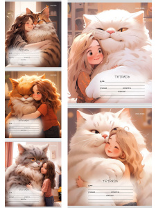 Тетрадь 12л линия Огромные котики