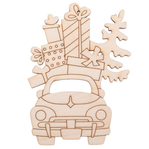 Заготовка из фанеры подвеска 7,5 х 10 х 0,3 см Машина с подарком Mr Carving 