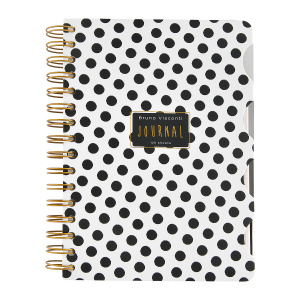 Записная книжка А5 120л Art Journal с разделителями Black&White горошек на гребне 