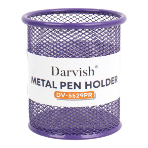 Стакан металлический для канцелярских принадлежностей круглый фиолетовый