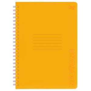 Тетрадь 48л А5 клетка на силиконовом спирали BG Neon. Orange пластиковая обложка