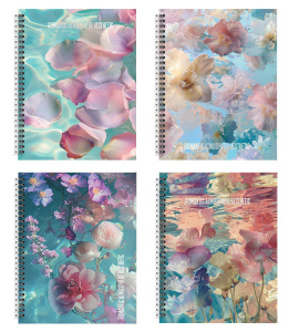 Тетрадь А5 48л клетка Цветы на воде Schoolformat на спирали