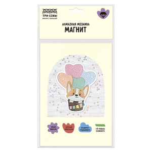 Алмазная мозаика магнит ТРИ СОВЫ Корги-путешественник