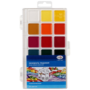 Краски акварельные 18 цв Гамма Классическая медовая без кисти