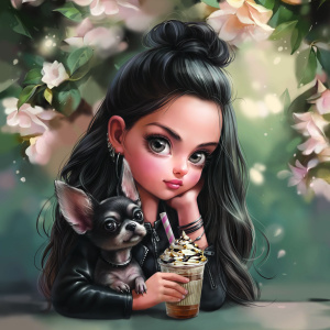 Алмазная мозаика 30x30 см Мулатка с собачкой