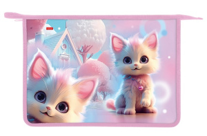 Папка для тетрадей А4 Hatber 1 отделение 245х340х40мм на молнии Кошка Зефирк