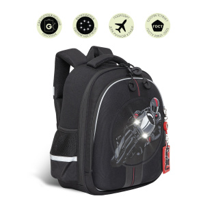 Рюкзак школьный Grizzly RAz-287-10 (/1 черный) мотоциклист