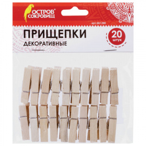 Декоративные прищепки классика 20 штук 3,5 см дерево