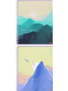 Тетрадь 80л клетка Горы на закате на спирали Profit