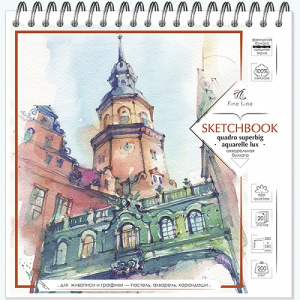 Скетчбук 28х28см 20л 200 г/м² SUPERBIG QUADRO AQUARELLE LUX 
