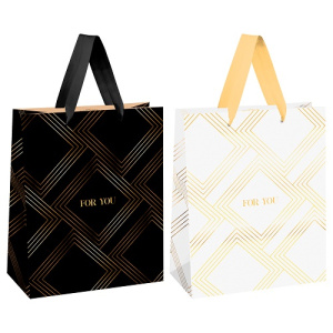 Пакет подарочный 18х23х10см MESHU Black&White