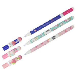 Ручка гелевая стираемая MESHU Friendsberry синяя 0,5мм ассорти