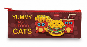 Пенал 1 отделение 195х75 мм Hatber Cats-Fast food 