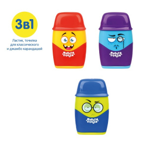 Точилка с ластиком Мульти-Пульти Человечки 2 отверстия