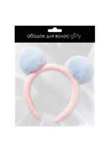 Плюшевый ободок GIRLY Ушки-помпоны фиолетовый