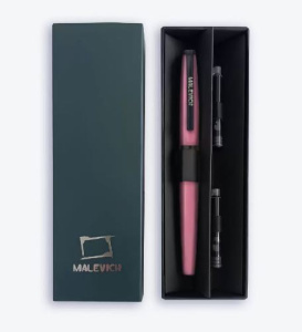 Ручка перьевая 0,4 мм с конвертером перо EF (2 картриджа индиго, черный) чайная роза