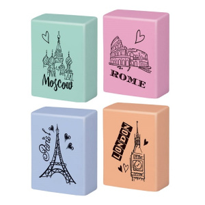 Ластик Berlingo "Capitals" 23х19х9мм цвета ассорти