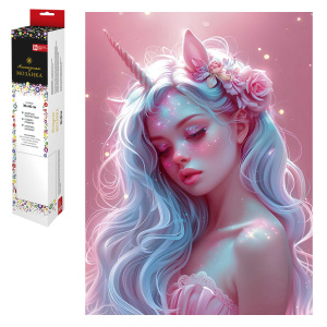 Алмазная мозаика 30х40см Девушка-единорог полное заполнение без подрамника