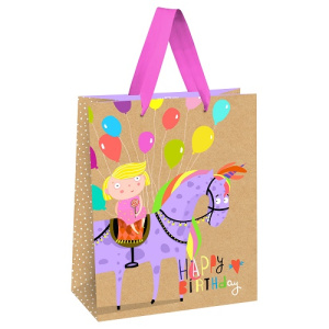 Пакет подарочный 26х32х12см MESHU Happy Birthday. Unicorn