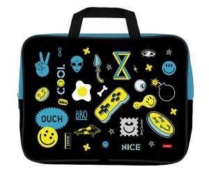 Папка для трудов текстильная А4 Hatber Стикеры 350х265х75мм 