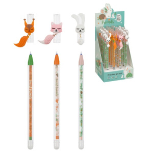 Ручка гелевая стираемая 0,5мм MESHU Lovely animals синяя ассорти