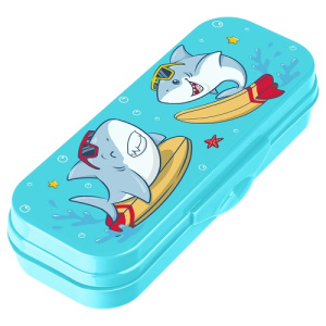 Пенал СТАММ Акулы голубой 215х90х43мм