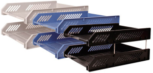 Лоток 2 отдела Deli E9208 горизонтальный пластиковый на металлических стержнях черный