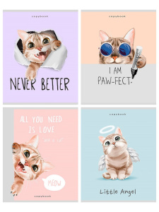 Тетрадь А5 48л клетка Игривые котики-1