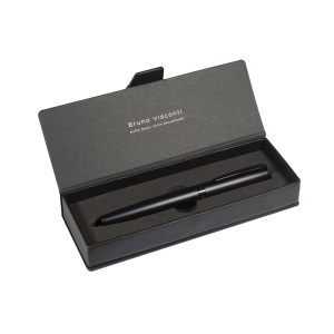 Ручка роллер 0,7мм синие чернила BrunoVisconti SORRENTO черный корпус футляр из экокожи