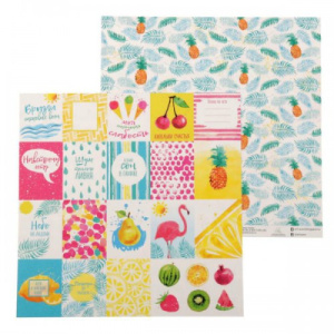 Бумага для скрапбукинга Сочное лето "Капельки счастья" 30,5 х 30,5 см, 180 гр/м