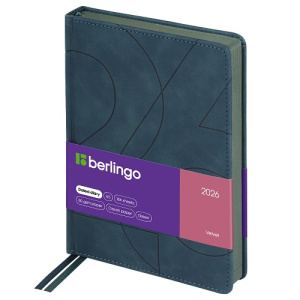 Ежедневник датированный 2026г А5 184л кожзам Berlingo Velvet цветной срез зеленый